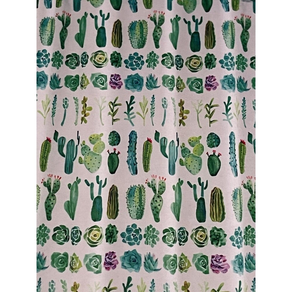 Mojave Peva Fabric Cactus Shower Curtain By Maytex 70x72 NEW Southwestern Greens